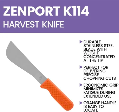 Miniatura 4 de Zenport K114 Cuchillo de cosecha de cultivo en fila con hoja de acero inoxidable de 18,4 cm, caja de 12, plateado