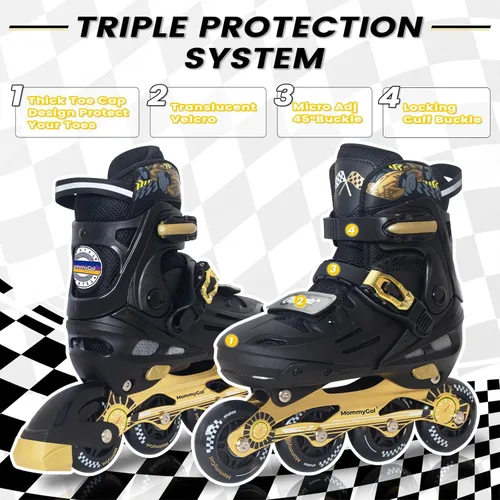 Miniatura 2 de MammyGol Patines en línea para niños y niñas jóvenes, patines ajustables de 4 tallas con ruedas intermitentes de PU, patines en línea agresivos