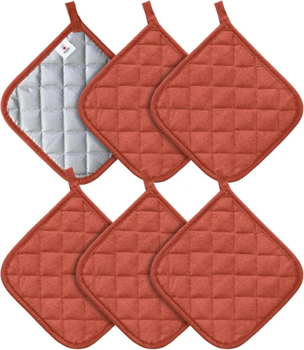 Joyhalo Paquete de 6 agarraderas para ollas de cocina, agarradera de horno de algodón con gran resistencia al calor, almohadillas térmicas Especias