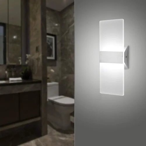 Miniatura 4 de ChangM Lámpara de pared LED moderna de acrílico 12W blanca fría 6000K lámpara de arriba abajo para dormitorio, pasillo, escaleras, baño, iluminación
