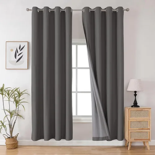 Miniatura 75 de Joydeco - Juego de 2 paneles de cortinas opacas de 63 pulgadas, 2 cortinas largas con aislamiento térmico burg, cortinas de oscurecimiento