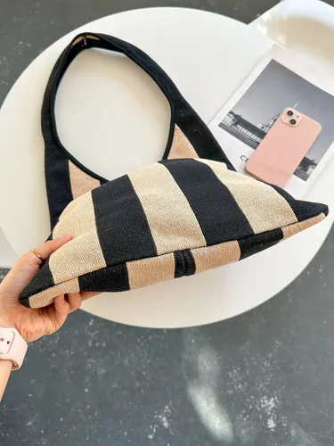 ENBEI Bolsos de mano estéticos Bolsos de hombro Bolsos de mano de ganchillo Bolsos grandes Bolso de compras de hombro bolso grande bolso lindo Rayas