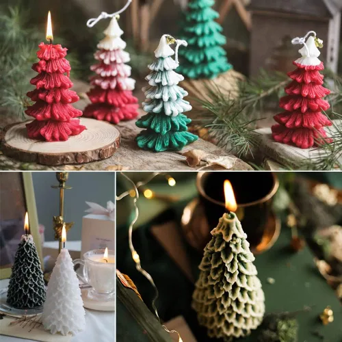 Miniatura 4 de Moldes de vela para hacer velas, 2 moldes de resina de silicona 3D para árbol de Navidad, molde para bricolaje, cera de aromaterapia, vela, jabón, 2