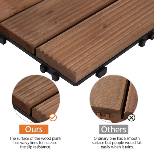 Miniatura 7 de Yaheetech 55 azulejos de terraza de patio entrelazados de madera compuesta de madera para cubierta de pisos de madera de 12 x 12 pulgadas, madera