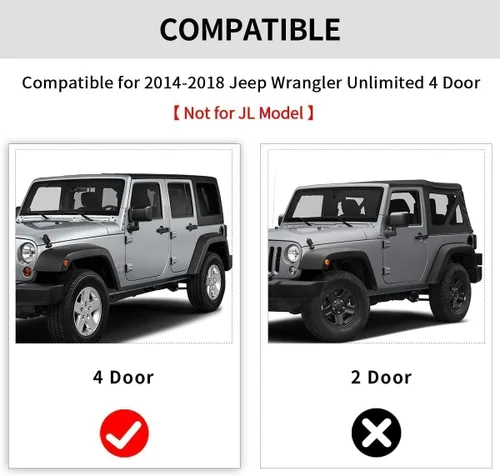 Miniatura 2 de YITAMOTOR Alfombrillas de piso compatibles con Jeep Wrangler JK Unlimited 4 puertas 2014 2015 2016 2017 2018 (no para JL y 2 puertas)