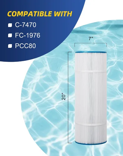 Miniatura 2 de ZOTEE PCC80-PAK4 Cartucho de filtro de repuesto para piscina PCC80, C-7470, PLFPCC80, Darlly 70804, Clean and Clear Plus 320, Filbur FC-1976, filtro
