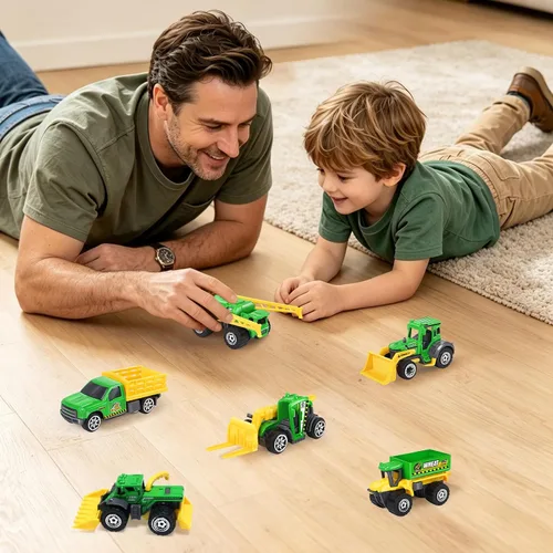 Miniatura 7 de Oriate Juego de 6 juguetes de coche de granja de fundición a presión para niños, cosechadora, transportador, camión, rociador, juguetes de granja