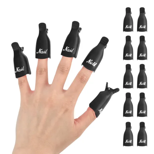 Miniatura 12 de Kit de removedor de esmalte de uñas de gel con 10 clips de removedor de esmalte de uñas rosa con tapa, botella dispensadora, empujador de cutículas