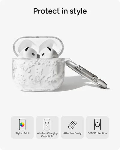 Miniatura 2 de ZAGG Funda con mosquetón para AirPods 4 – Funda protectora compatible con carga inalámbrica – Protección contra caídas de 360°, polvo y arañazos