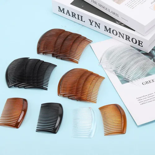 Miniatura 4 de 24 peines laterales de plástico para el cabello, peine giratorio francés con 23 dientes, pinzas de pelo fino, peines decorativos para el cabello