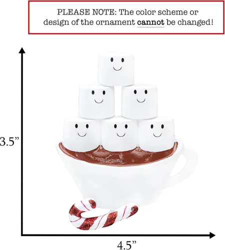 Miniatura 2 de Adorno de Navidad personalizado de la familia de 6 de chocolate caliente 2026 Malvaviscos personalizados en taza de cacao con bastón de caramelo