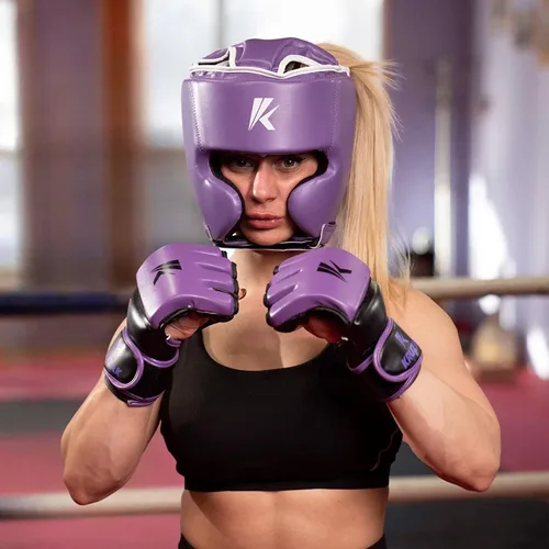 Miniatura 7 de Kruzak - Gorros de boxeo unisex - Entrenamiento de MMA, acolchado ajustable, Kara, Muay Thai, Kickboxing, Sparring, artes marciales, karate, Púrpura