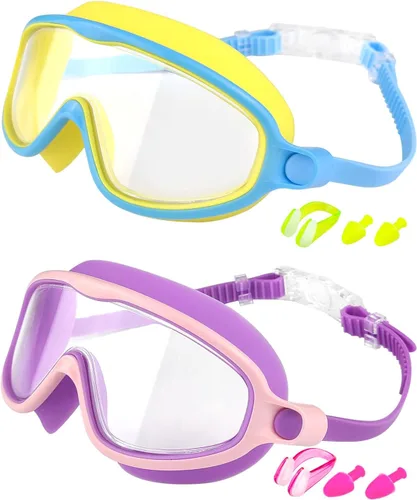 Miniatura 17 de Swim Goggles 2 Pack, Wide View Anti Fog&UV Swimming Goggles for Audlt, No Leaking Swim Glasses for Men Women Kids Aqua & Plata Brillante