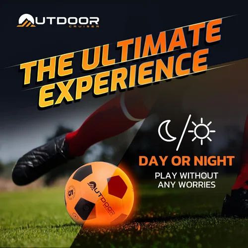 Miniatura 5 de Balón de fútbol con luz para Outdoor Cruiser - Construcción de goma impermeable, brilla en la oscuridad, brilla hasta 30 horas con activación