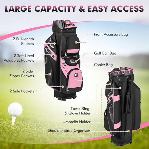 Miniatura 3 de Tangkula Bolsa de carrito de golf con divisores de longitud completa de 14 vías, 6 bolsas moldeadas con cierre superior de golf con 11 bolsillos