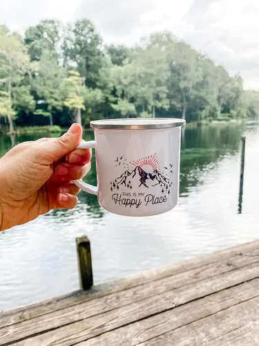 Miniatura 3 de Loftipop This is My Happy Place - Taza de café esmaltada para acampar en la montaña, taza de café para acampar en la naturaleza, al aire libre