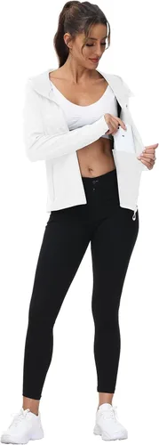 Miniatura 14 de TBMPOY Chaquetas con capucha y protección solar UPF 50+ para mujer, ligeras, de manga larga, para senderismo, exteriores, con cremallera completa