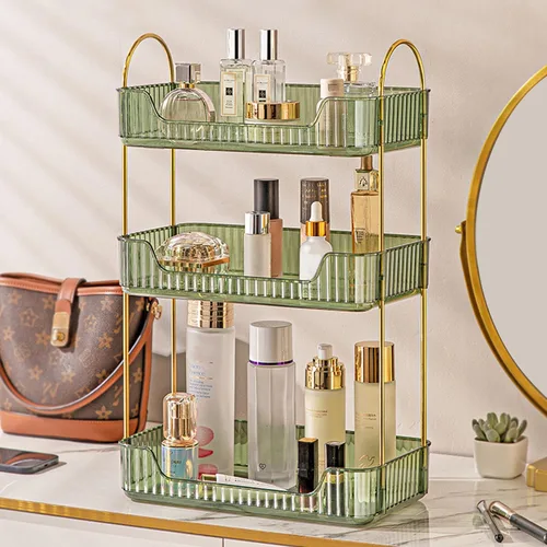 Miniatura 10 de Aveniee Organizador de mostrador de baño, estante de almacenamiento de perfume y cuidado de la piel de 2 niveles, bandeja de tocador para cosméticos