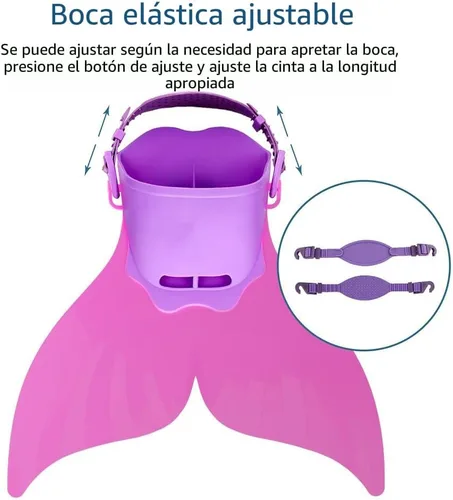 Miniatura 4 de Aleta de natación ajustable de sirena para entrenamiento de natación, niñas, niños, niños AIWANK