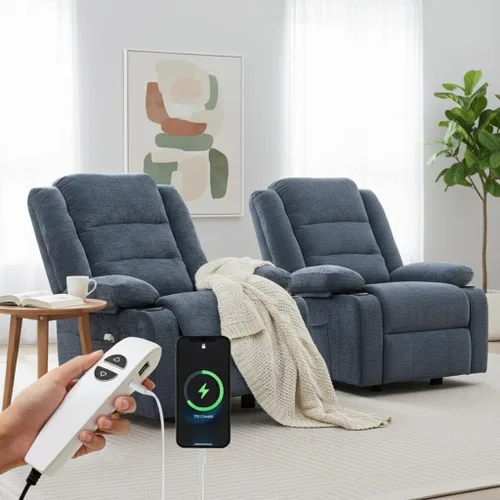 Miniatura 10 de Sillón reclinable eléctrico con portavasos, silla reclinable eléctrica para adultos, silla reclinable con bolsillo lateral para sala de estar