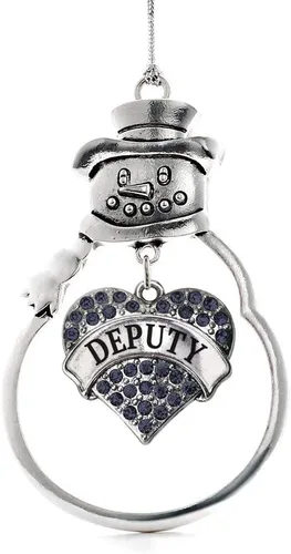 Miniatura 30 de Inspired Silver - Fuerza Aérea - Adorno de Navidad plateado - Adorno de árbol de Navidad con colgante de corazón azul con circonita cúbica