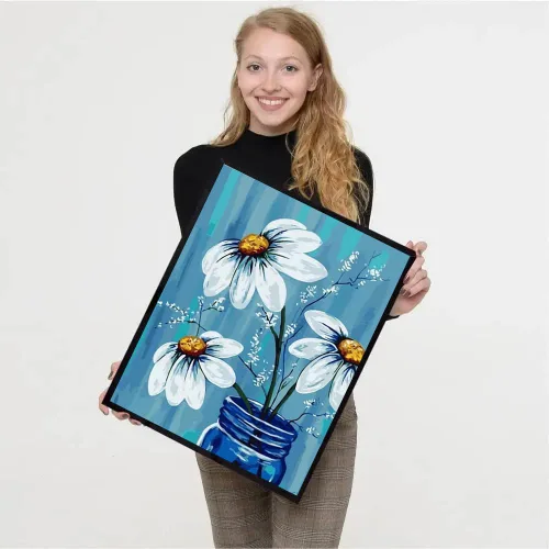 Miniatura 4 de VIGEGU Paquete de 4 pinturas por números para adultos, lienzo enmarcado, con caballete de madera, pintura por números para niños de 8 a 12 años
