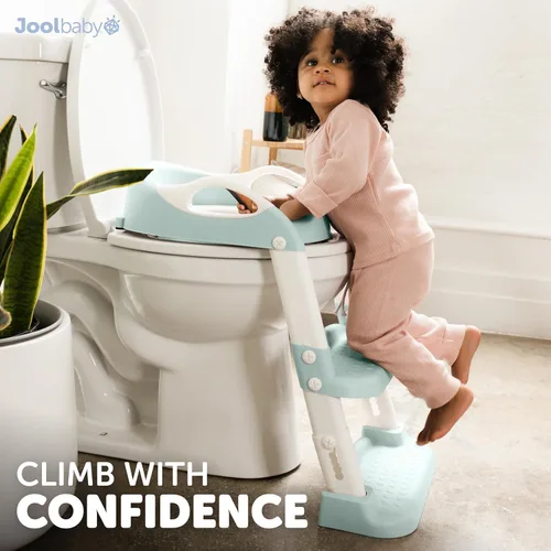 Miniatura 6 de Jool Baby Asiento de Entrenamiento para Ir al Baño con Escalera de 2 Escalones para Niños Pequeños - Protector contra Salpicaduras, Altura Ajustable