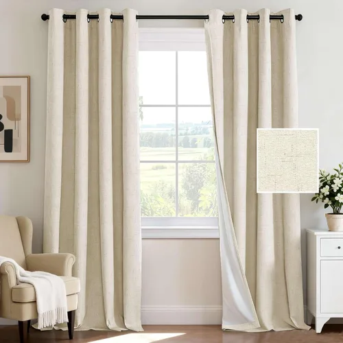 Miniatura 66 de H.VERSAILTEX - Cortina opaca 100 % de lino de 108 pulgadas de largo para dormitorio, con aislamiento térmico, lino texturizado, ahorro de energía
