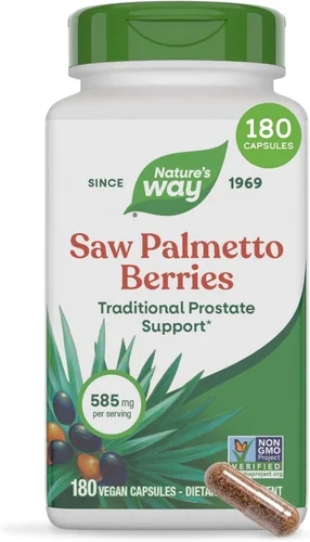 Miniatura 9 de Nature's Way Saw Palmetto Berries, apoyo tradicional de próstata, suplemento de hierbas para hombres, 585 mg por porción, proyecto verificado sin
