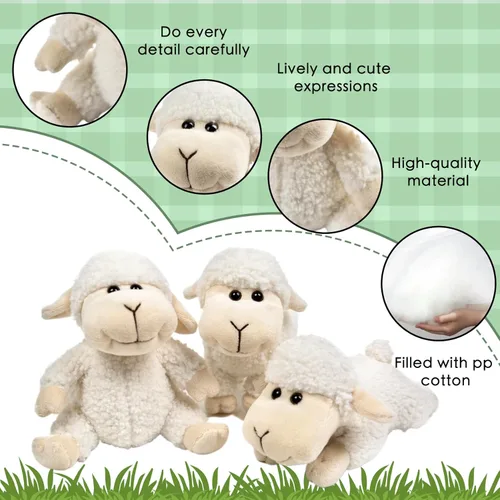 Miniatura 3 de Tiny Heart Peluche de oveja, juguete de peluche, cordero suave, regalo de cumpleaños para niños y niñas, juguetes de cordero blanco (de pie)