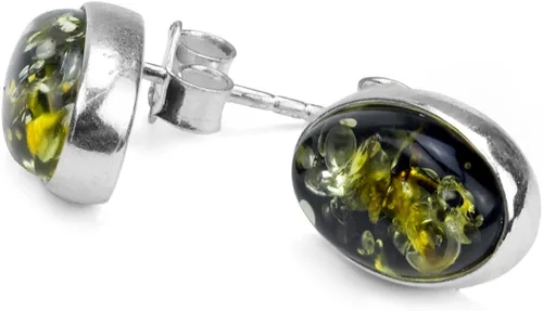 Miniatura 2 de Ian and Valeri Co - Aretes ovalados de plata de ley ámbar verde, Ámbar, Ámbar