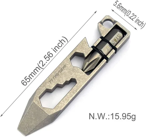 Miniatura 4 de Herramienta de titanio multiherramienta para abridor de botellas, destornillador herramienta EDC Gear Llavero Herramientas (gris)