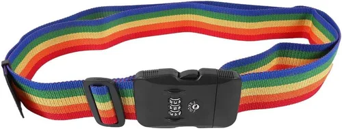 Miniatura 3 de Correa de equipaje de viaje con diseño de arco iris, aprobada por la TSA, cinturón de embalaje ajustable para maleta (arcoíris)