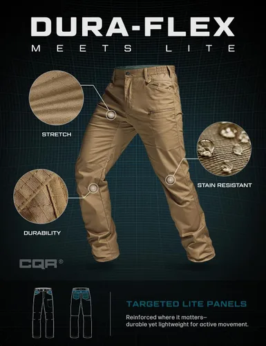 Miniatura 171 de CQR – Pantalones tácticos elásticos tipo cargo para hombre, resistentes al agua, de tela ripstop (antidesgarros), ligeros, ideales para uso diario