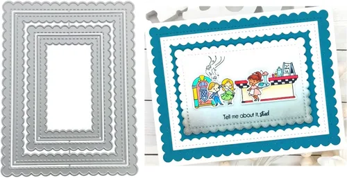 Troqueles rectangulares de borde ondulado para hacer tarjetas, troqueles de corte de metal, troqueles de papel para álbumes de recortes, suministros