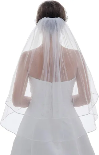 Miniatura 2 de SAMKY 2T 2 Tier 18" Ribbon Edge Bridal Wedding Veil