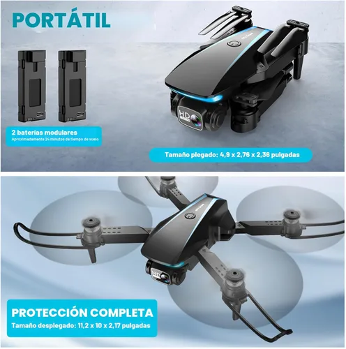 Miniatura 7 de Oddire - Dron con cámara - Drones para adultos, con 2 baterías, estuche de transporte, hélices, dron plegable HD 1080P con vuelo estable, Azul