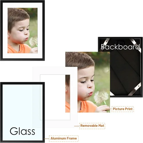 Miniatura 6 de Frametory, Portarretratos de aluminio negro de 5 x 7 pulgadas, juego de 2, ideal para mostrar fotos de 4 x 6 con paspartú o de 5 x 7 pulgadas sin