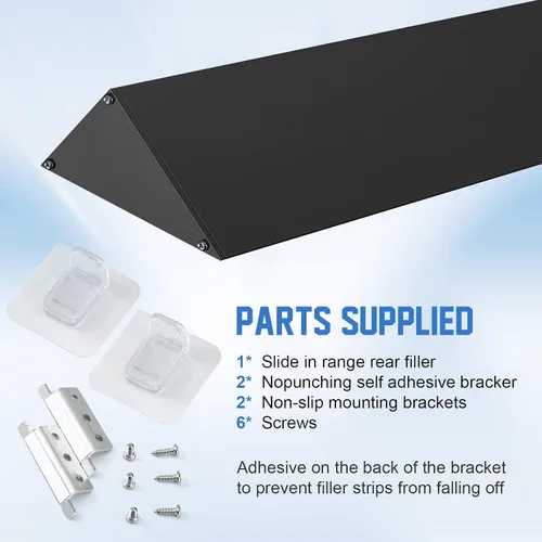Miniatura 5 de Kit para rellenar hueco trasero de estufa deslizable de 30", W10113901A, Tira de relleno triangular universal para hueco de estufa, Kit de molduras