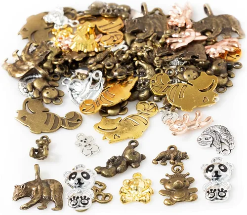 stino - 100 g de dijes colgantes de metal para hacer joyas, lote de dijes bañados en plata y oro para pulseras, collares y manualidades, dijes de