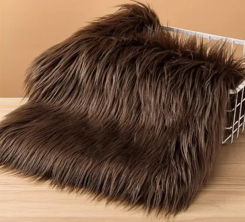 Miniatura 12 de Tiras precortadas de tela de piel sintética lanuda y esponjosa, material suave para manualidades, para barba y cabello de gnomos, disfraz de Blanco