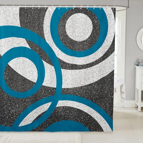 Miniatura 20 de Cortinas de ducha abstractas de líneas geométricas para niños, cortinas de baño con diseño empalmado de rayas para niñas, niños y adultos, cortinas