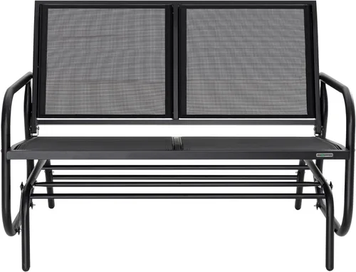 Miniatura 3 de NUU GARDEN Banco planeador para 2 personas para exteriores, silla de columpio para patio con marco de acero recubierto de polvo y tela de asiento