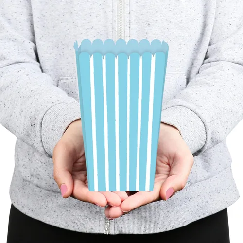 Miniatura 5 de Big Dot of Happiness Blue Stripes - Cajas de palomitas de maíz simples para recuerdos de fiesta, juego de 12 Azul
