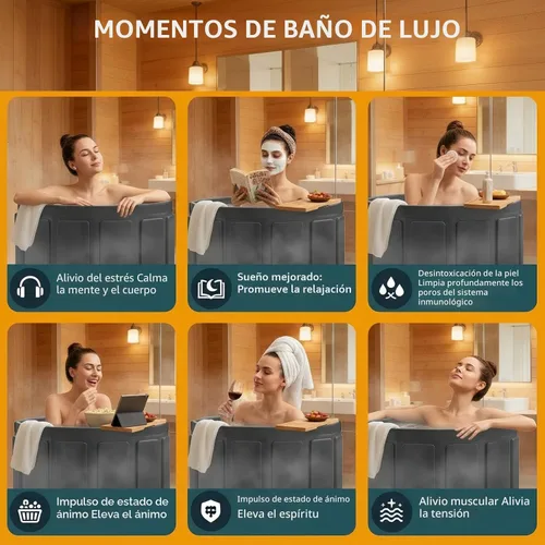 Miniatura 2 de Bañera portátil para adultos, bañera plegable para spa caliente y baño de hielo, bañera plegable pequeña para baño, bañera portátil aislada de 6