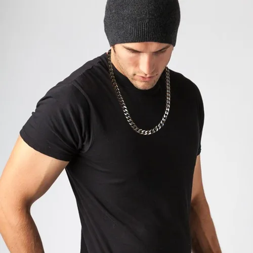 Miniatura 25 de YAMI Cadena de eslabones cubanos para hombre, azul/negro/oro de 14 quilates, acero inoxidable de 0.394-0.472 in de grosor, collar de cadena