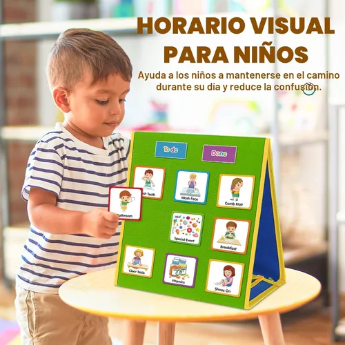Miniatura 2 de Gran horario visual para niños, tabla de recompensa de tareas domésticas, tabla de rutina para niños pequeños, planificador semanal de doble cara