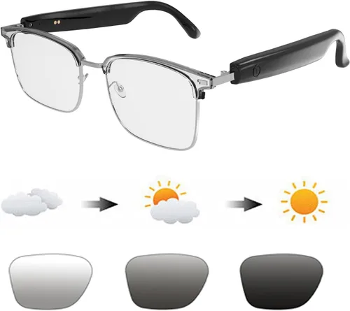 Lentes inteligentes, anteojos Bluetooth para hombres y mujeres, sonidos de oreja abierta, lentes de transición para deportes en exteriores, anteojos