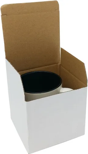 Miniatura 2 de Taza de café de cerámica blanca personalizada de 11 onzas con caja de regalo blanca