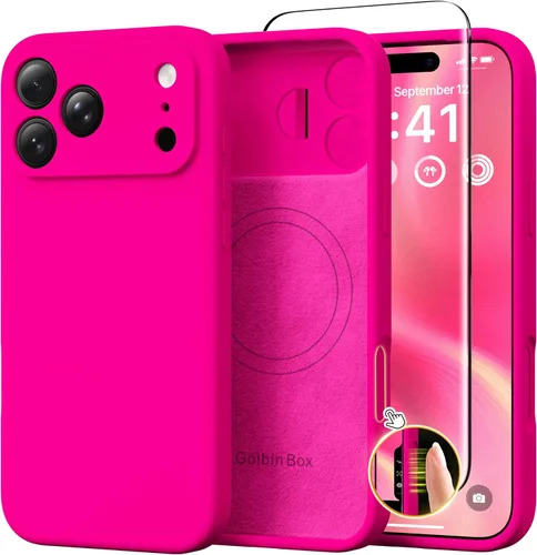 Miniatura 136 de GolbinBox Funda magnética para iPhone 17, compatible con MagSafe, cubierta de silicona integrada para control de cámara, funda de silicona líquida a